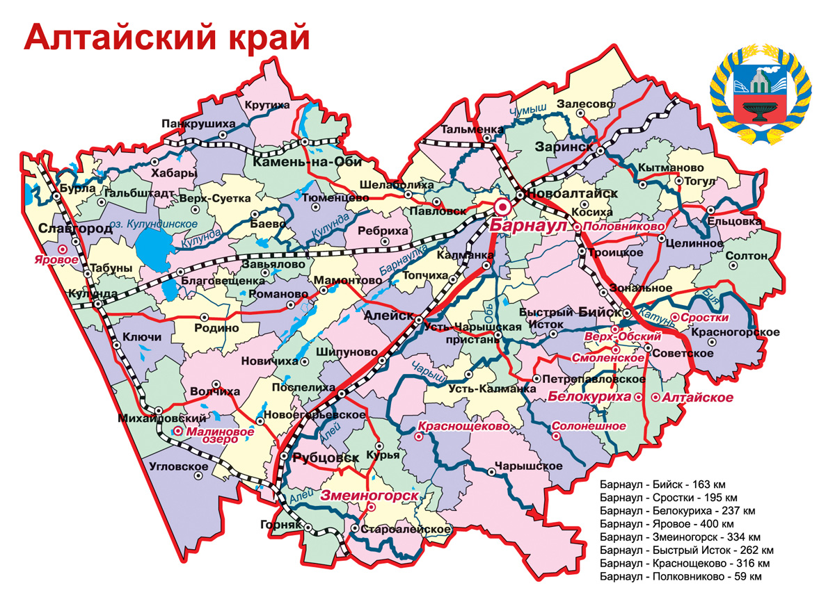 Территория Алтайского края на карте